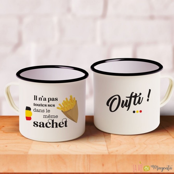 Mug émaillé - Ne pas avoir toutes ses frites dans le même sachet 