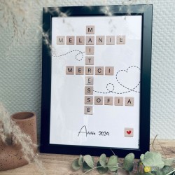 Cadre scrabble pour maitresse école, à personnaliser