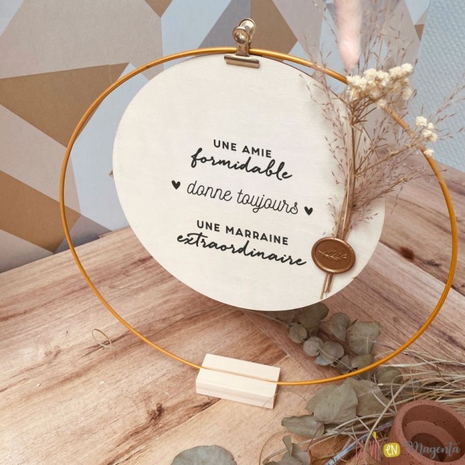 Cadre elipse Amie-Marraine fleurs séchées