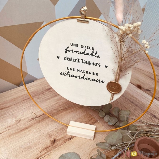 Cadre elipse Soeur-Marraine fleurs séchées