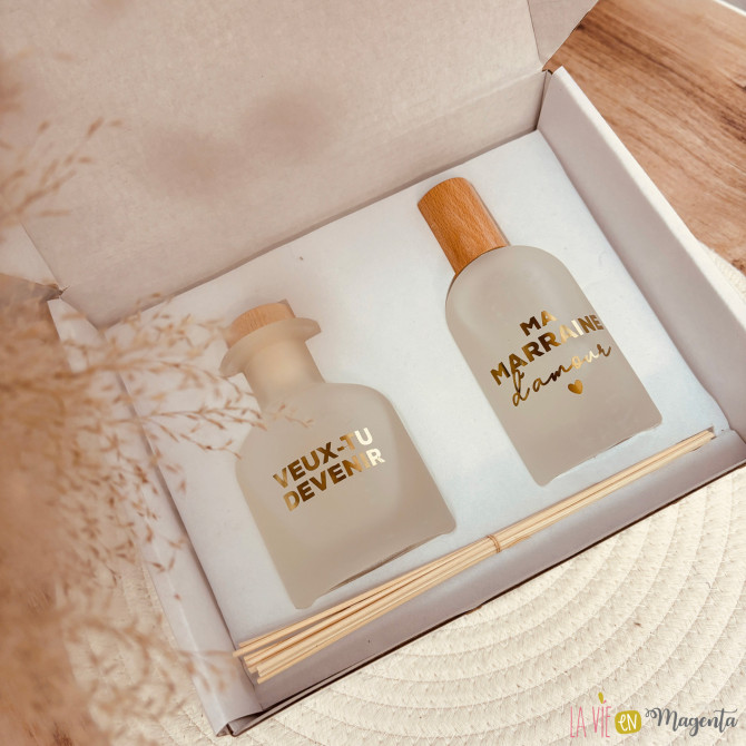 Coffret luxe diffuseur + parfum intérieur - veux-tu être ma marraine