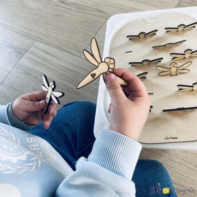 Jeu en bois - memory libellules