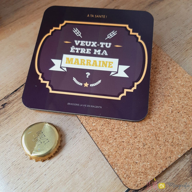 Sous-verre de bière demande marraine
