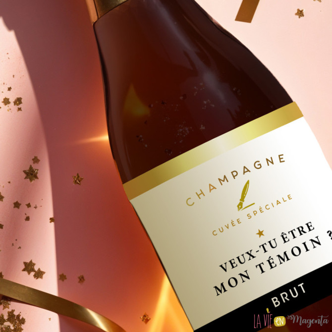 Etiquette champagne - Demande témoin mariage