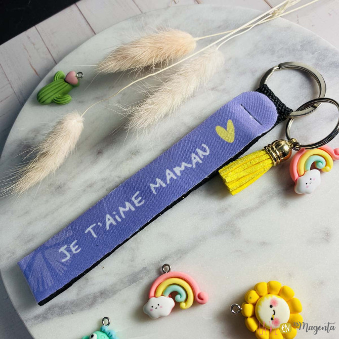 Porte-clés lanière - je t'aime maman
