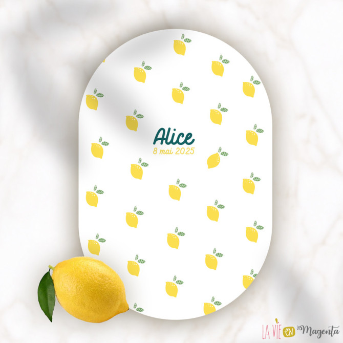Faire-part de naissance citron – ovale