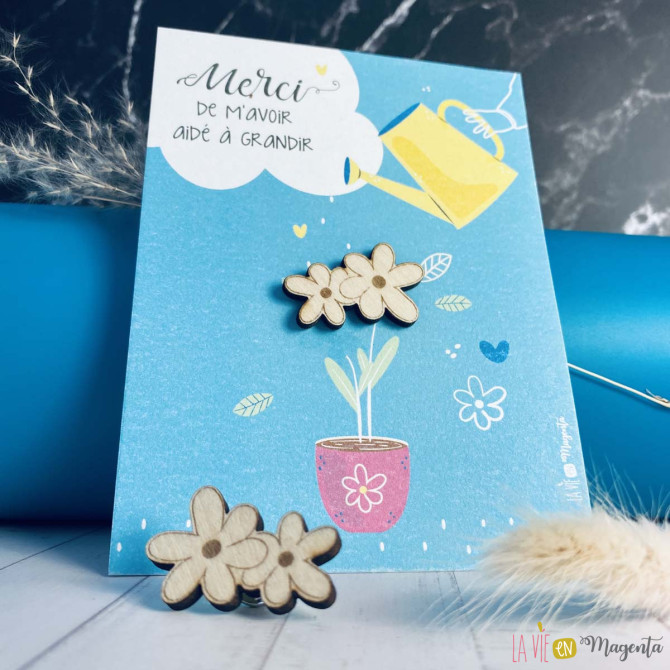 Carte avec pins Merci de m'avoir aidé à grandir