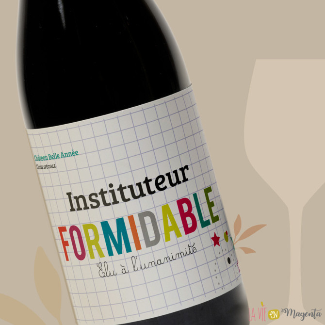 Etiquette de bière ou vin instituteur formidable
