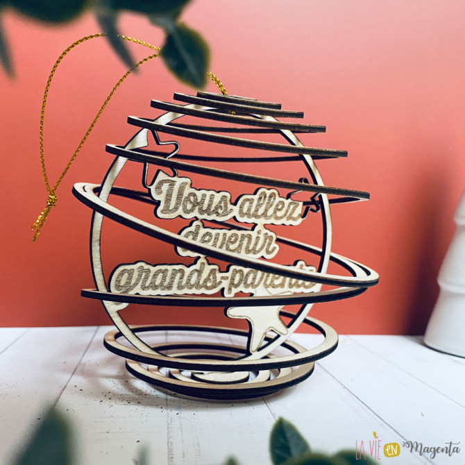 Boule de Noël Spirale en bois - grands-parents