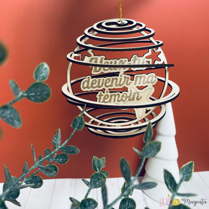 Boule de Noël Spirale en bois - témoin