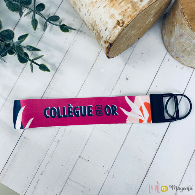Porte-clés lanière - collègue en or