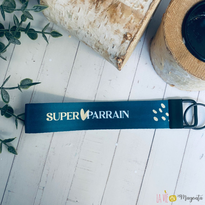 Porte-clés lanière - super parrain 