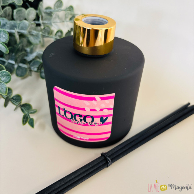 Diffuseur parfum noir –Logo en or