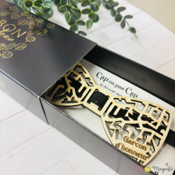 Coffret demande garçon d'honneur – nœud papillon en bois gravé