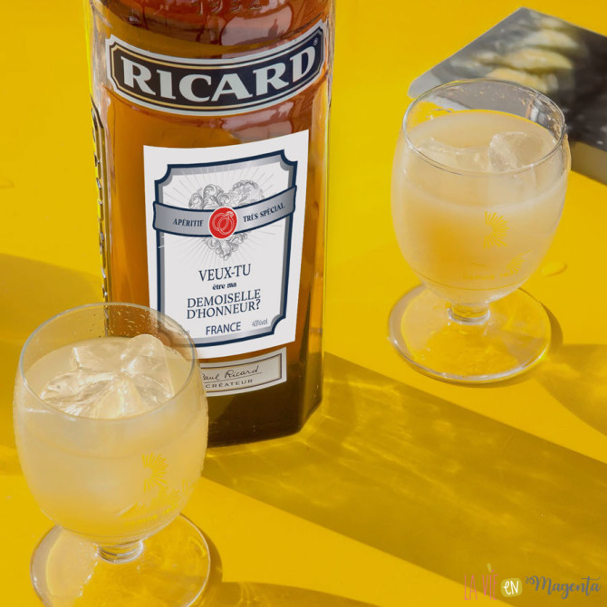 Étiquette bouteille pastis – Demande de demoiselle d’honneur