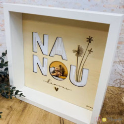 Cadre photo pour Nanou – gravé bois