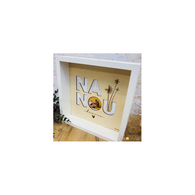 Cadre photo pour Nanou – gravé bois