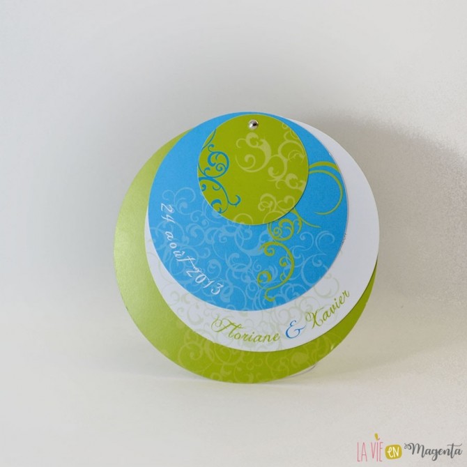 Faire-part Mademoiselle S. vert/turquoise