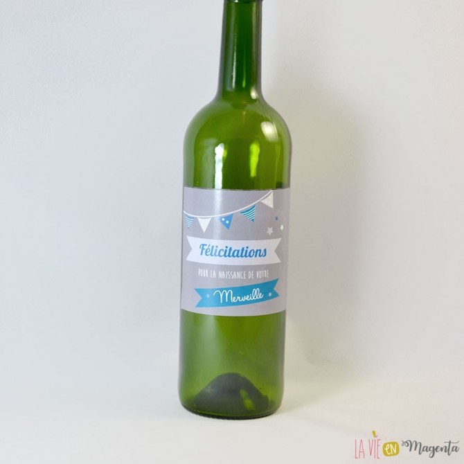 Etiquette de vin Félicitations-turquoise 