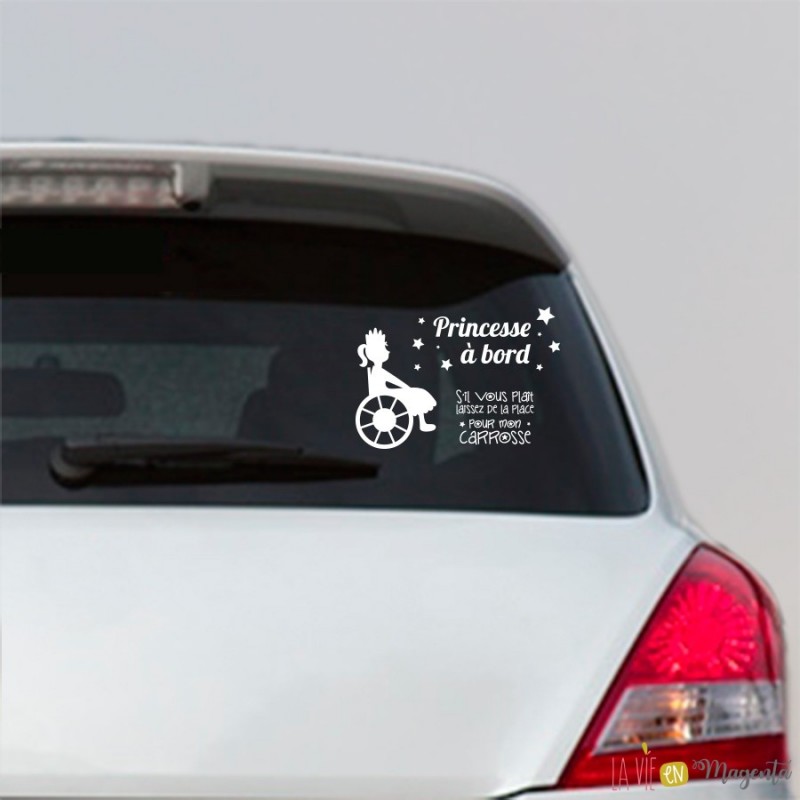 Stickers pour voiture fille PMR - en chaise roulante, autocollant