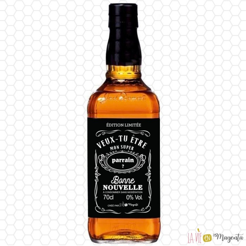 Demande marraine whisky originale, étiquette à coller sur bouteille