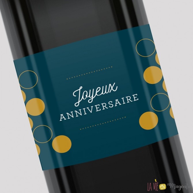 Etiquette pour bouteille - Joyeux anniversaire