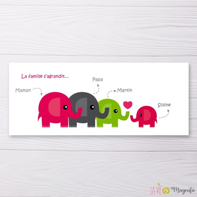 Faire-part Famille éléphant