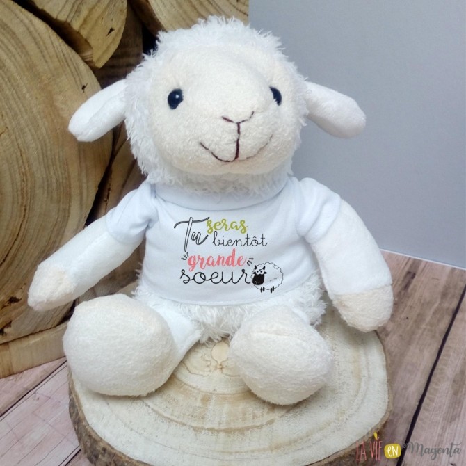 Peluche mouton - Tu seras bientôt grande soeur