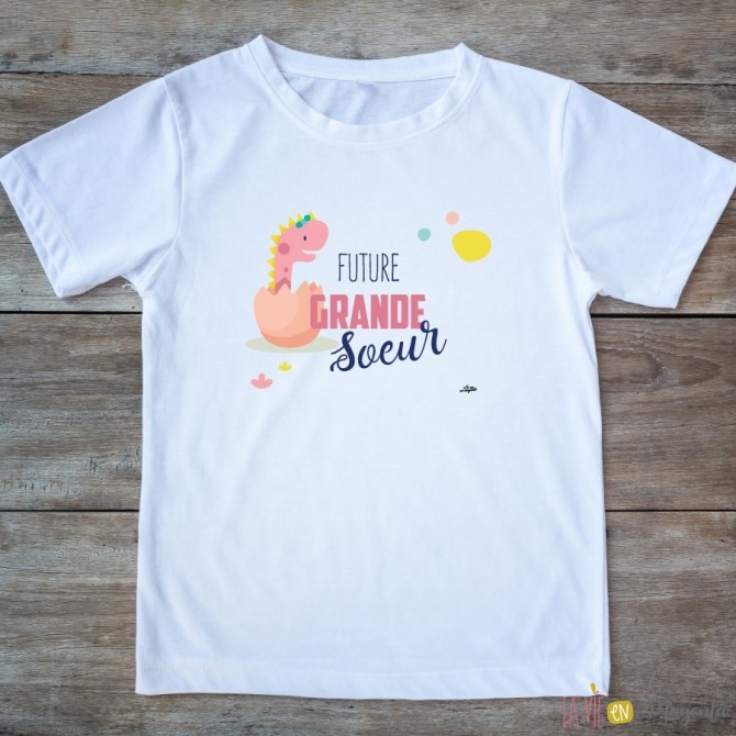 T-shirt Grande soeur 2/4 ans - dino