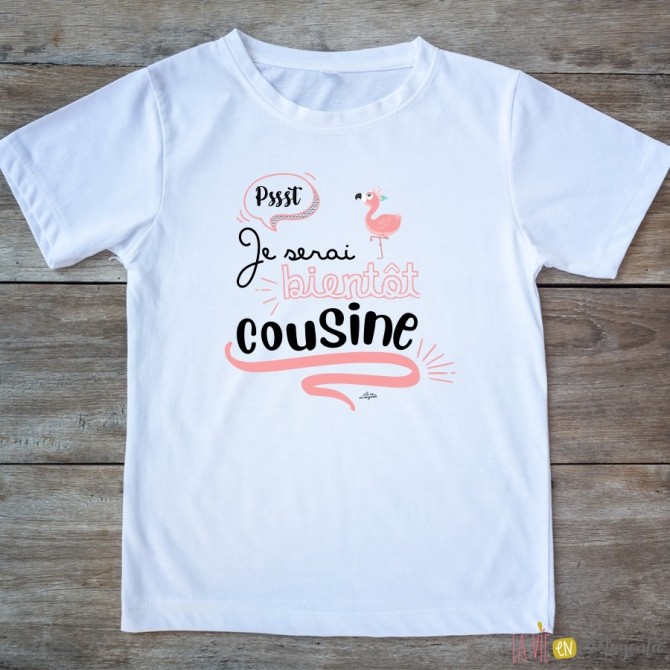 T-shirt Je serai bientôt cousine 2/4 ans