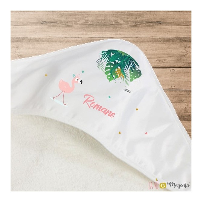 Cape de bain-flamant rose