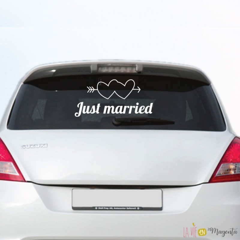 Just married - Stickers voiture - La vie en magenta