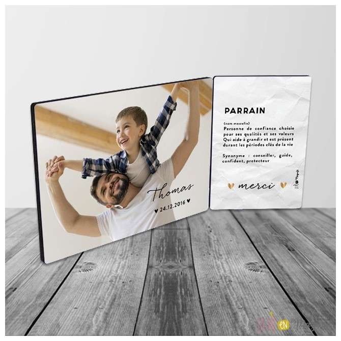 Cadre 2 volets -  cadeau parrain