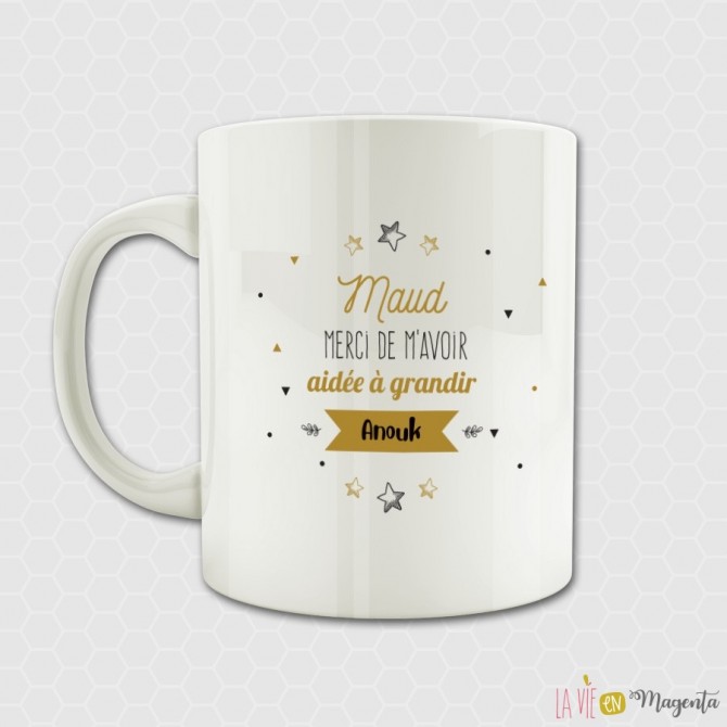 Mug - Merci de m'avoir aidé à grandir (prénoms)