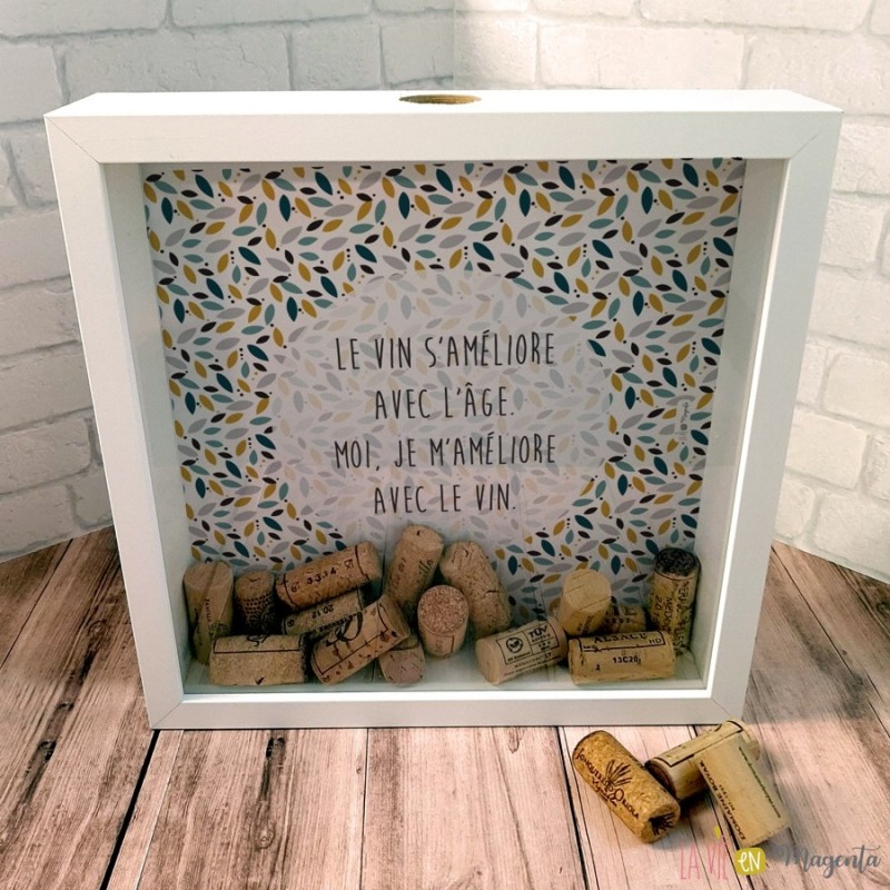 Cadre boite pour bouchons de vin, cadeau original décoration