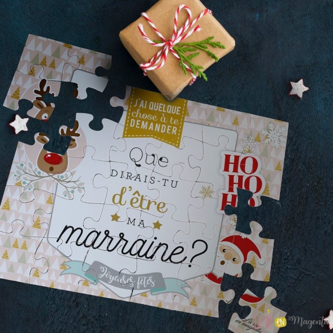 Puzzle Annonce, Cadeau Naissance, Cadeau Marraine