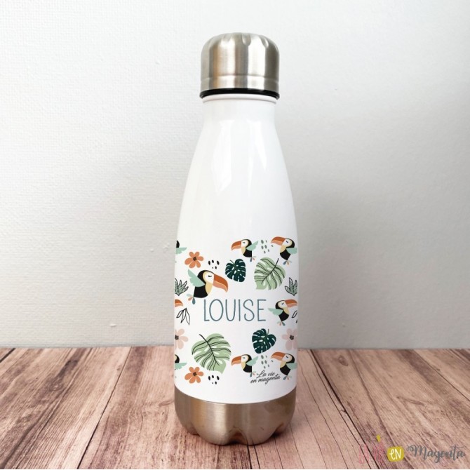 Gourde isotherme tropicale enfant prénom