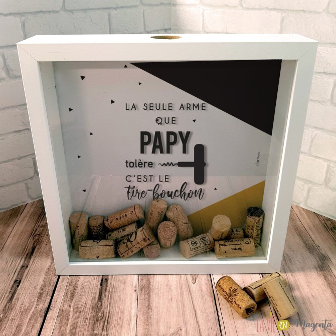 Cadre bouchon de vin - papy tire bouchon