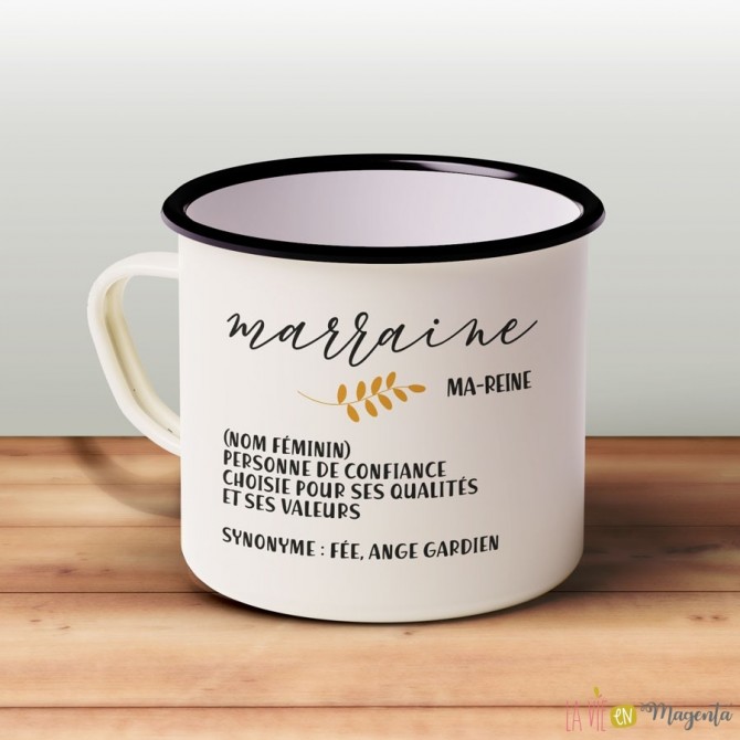 Mug émaillé - Marraine définition