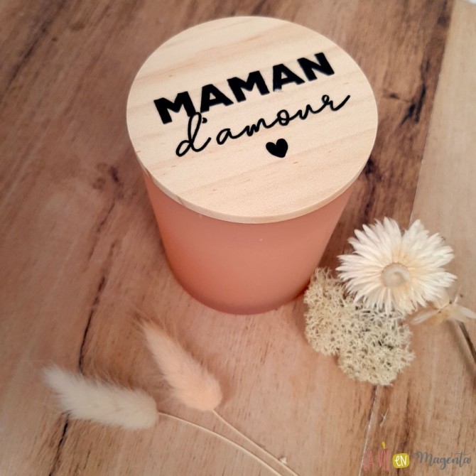 Bougie parfumée Maman d'amour 8cm rose