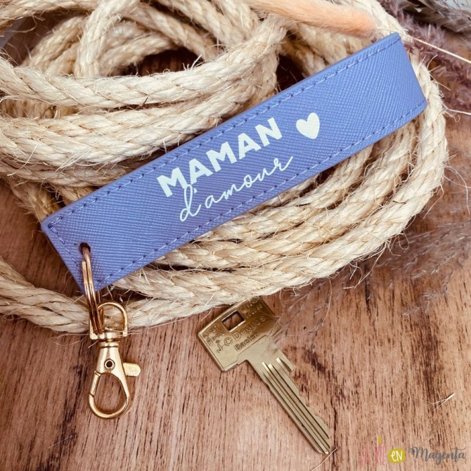 Porte-clés lanière - maman d'amour